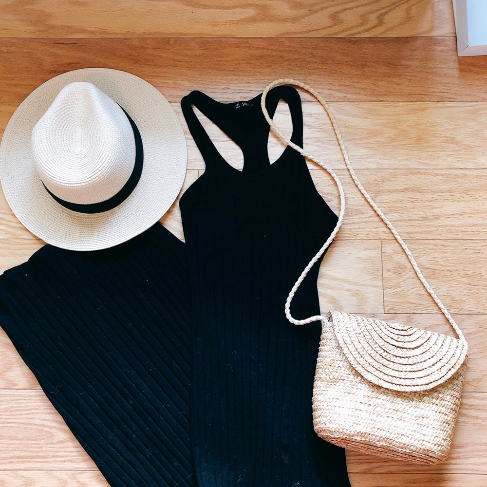 Black maxi dress with slit